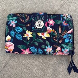 Vera Bradley Turnlock Wallet in Flamingo Garden